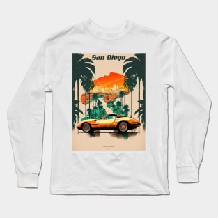 San Diego Supercar Vintage Travel Art Poster Long Sleeve T-Shirt